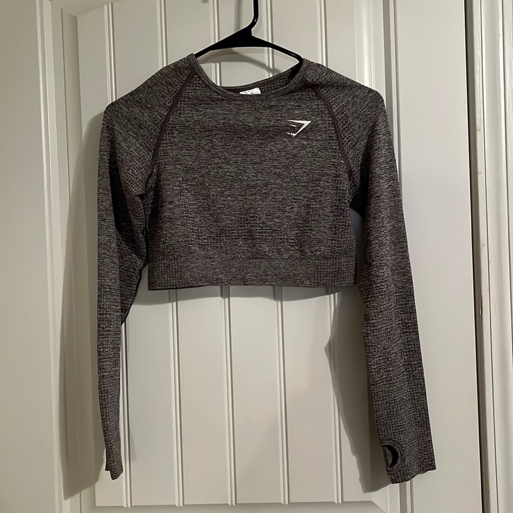 Gymshark Vital Seamless Long Sleeve Crop Top, women’s size Large, grey